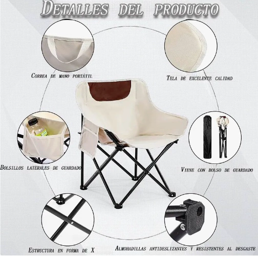 SILLA PLEGABLE CAMPING BEIGE - 4