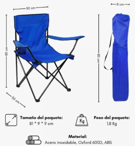 PACK DE 2 SILLAS PLEGABLES AZUL - 3
