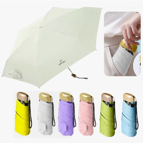 MINI PARAGUAS PLEGABLE PORTATIL ANTI UV BLANCO - 1