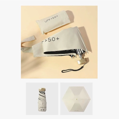 MINI PARAGUAS PLEGABLE PORTATIL ANTI UV BLANCO - 2