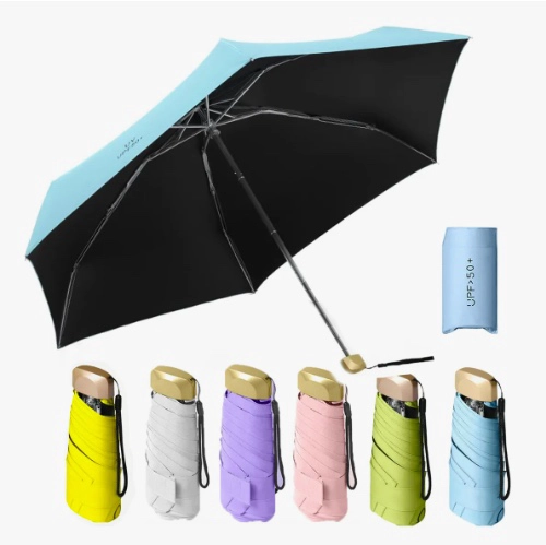 MINI PARAGUAS PLEGABLE PORTATIL ANTI UV CELESTE - 1