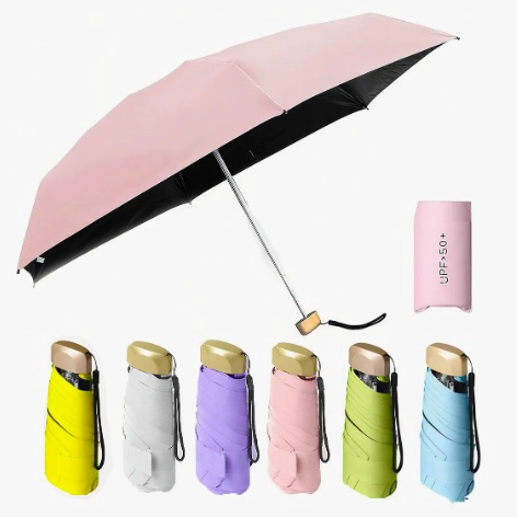 MINI PARAGUAS PLEGABLE PORTATIL ANTI UV ROSADO - 1