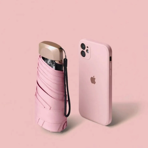 MINI PARAGUAS PLEGABLE PORTATIL ANTI UV ROSADO - 2