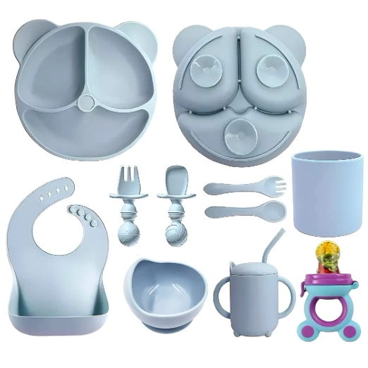 SET DE ALIMENTACION SILICONA DIVIDIDA CON VENTOSA BEBE S 10PZ - 1