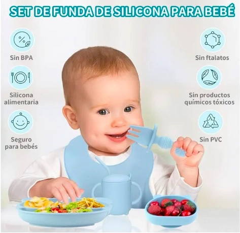 SET DE ALIMENTACION SILICONA DIVIDIDA CON VENTOSA BEBE S 10PZ - 4