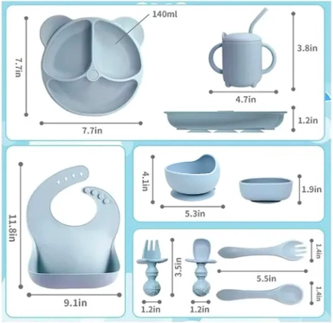 SET DE ALIMENTACION SILICONA DIVIDIDA CON VENTOSA BEBE S 10PZ - 5