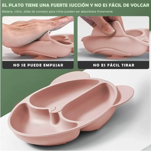 SET DE ALIMENTACION SILICONA DIVIDIDA CON VENTOSA BEBE S 10PZ ROSADO - 3