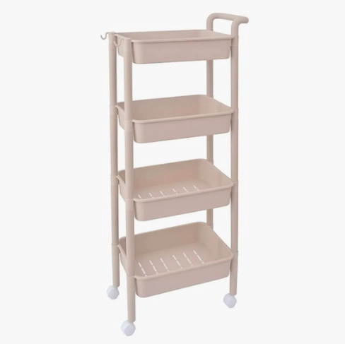 CARRO ESTANTE ELSA ORGANIZADOR 4 BANDEJAS CON RUEDAS BEIGE - 2