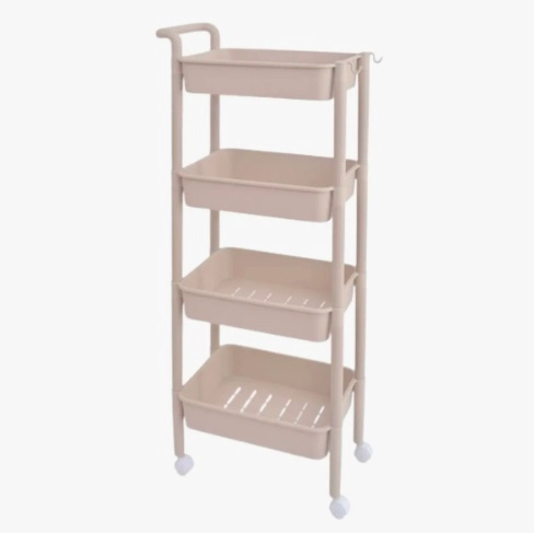 CARRO ESTANTE ELSA ORGANIZADOR 4 BANDEJAS CON RUEDAS BEIGE - 3
