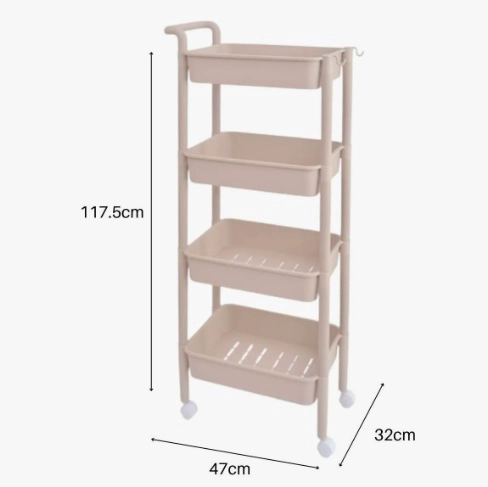 CARRO ESTANTE ELSA ORGANIZADOR 4 BANDEJAS CON RUEDAS BEIGE - 5