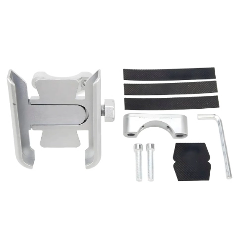 SOPORTE PARA TELE FONO MOVIL DE ALUMINIO PLATEADO - 2