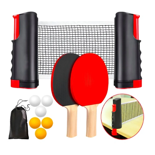 SET PING PONG TENIS MESA 2 PALETA + 6 PELOTAS + MALLA - 1