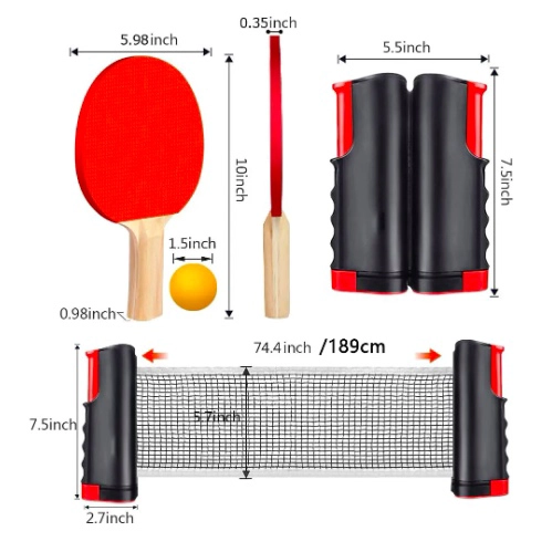 SET PING PONG TENIS MESA 2 PALETA + 6 PELOTAS + MALLA - 3