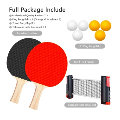 SET PING PONG TENIS MESA 2 PALETA + 6 PELOTAS + MALLA - 6