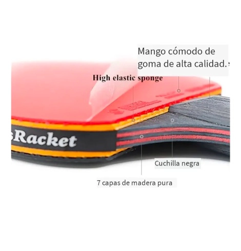 PACK DE 2 PALETAS DE PING PONG BOLI 6 STAR NEGRA Y ROJA - 3