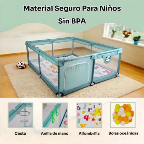 CORRAL SEGURIDAD BEBES CON ALFOMBRA Y PELOTAS - 5
