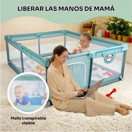 CORRAL SEGURIDAD BEBES CON ALFOMBRA Y PELOTAS - 6