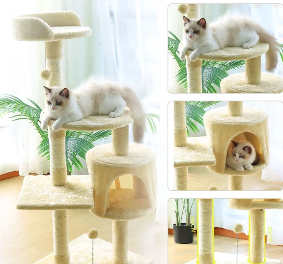 RASCADOR TIPO ARBOL PARA GATOS BEIGE - 2