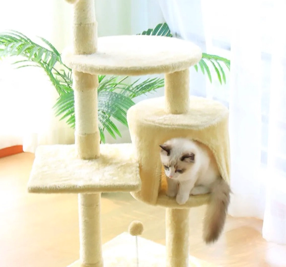 RASCADOR TIPO ARBOL PARA GATOS BEIGE - 3