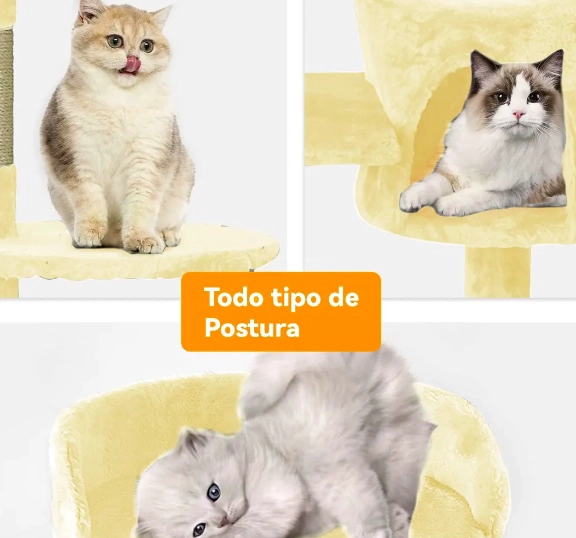 RASCADOR TIPO ARBOL PARA GATOS BEIGE - 4