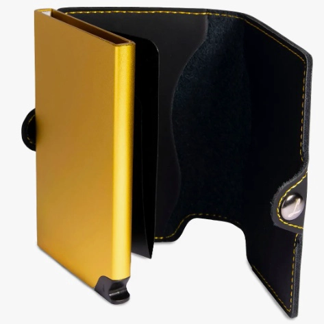 BILLETERA HOMBRE CUERO TARJETERO AMARILLO - 2