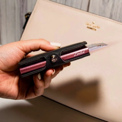 BILLETERA HOMBRE CUERO TARJETERO ROSADO - 3