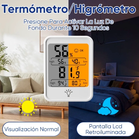 HIGROMETRO DIGITAL TERMOMETRO PANTALLA RETROILUMINADA - 5