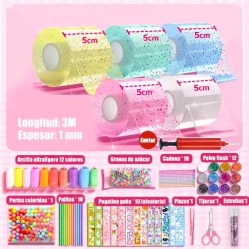 5 ROLLOS SOPLAR BURBUJA CINTA DE DOBLE CARA SURTIDOS - 2