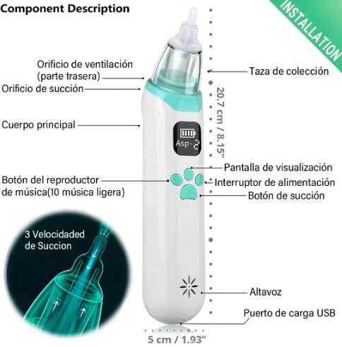 ASPIRADOR NASAL PARA BEBE ELECTRICO - 4