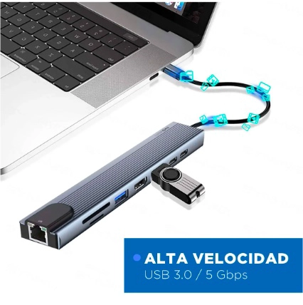 HUB ADAPTADOR USB TIPO C 8 EN 1 - 3