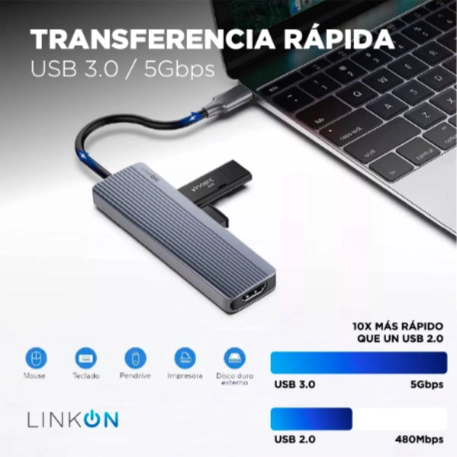 HUB USB C ADAPTADOR MULTIPUERTO 6 EN 1 - 2