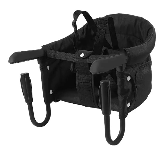 SILLA DE COMER DE MESA PORTABLE NEGRA - 1