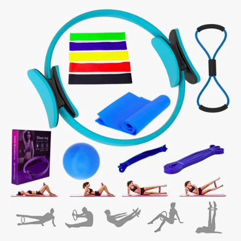SET 12 ELASTICAS YOGA ARO RING RESISTENCIA - 1