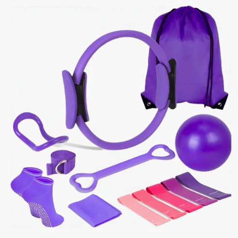 SET 13 YOGA PILATES ELASTICAS RING RESISTENCIA - 1