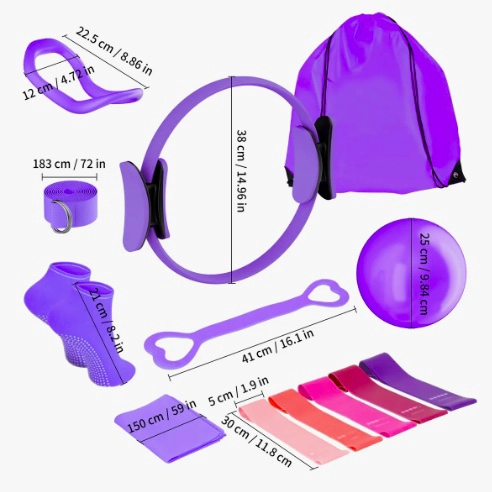 SET 13 YOGA PILATES ELASTICAS RING RESISTENCIA - 3