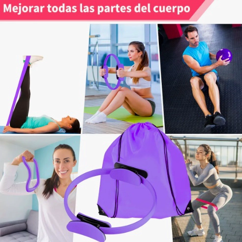 SET 13 YOGA PILATES ELASTICAS RING RESISTENCIA - 4