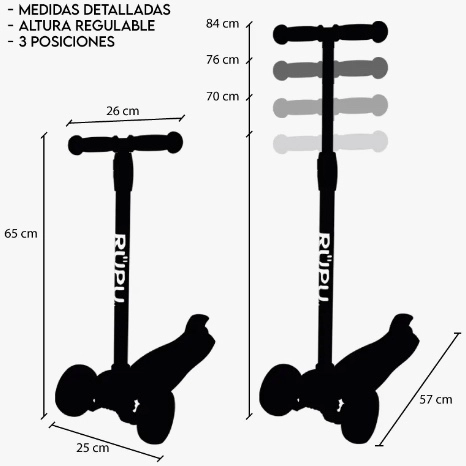 SCOOTER MONOPATIN RUEDA LED REGULABLE - 4