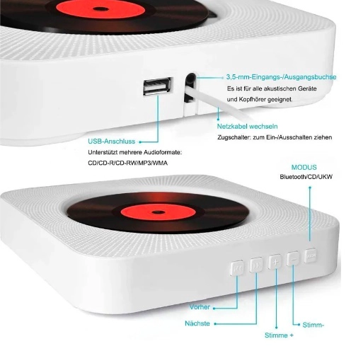 REPRODUCTOR CD PORTATIL CON ALTAVOZ HI-FI BLUETOOTH - 2