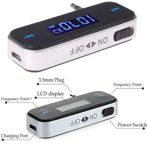 TRANSMISOR FM DE AUTO PARA CELULAR UNIVERSAL DE 3.5MM - 5