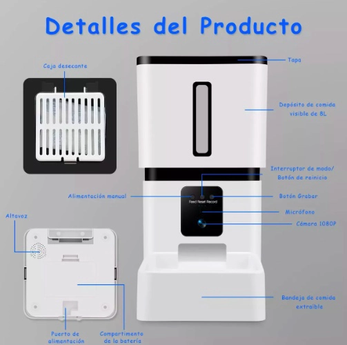 COMEDERO AUTOMATICO 8L PARA PERRO Y GATO CON CAMARA WIFI - 5
