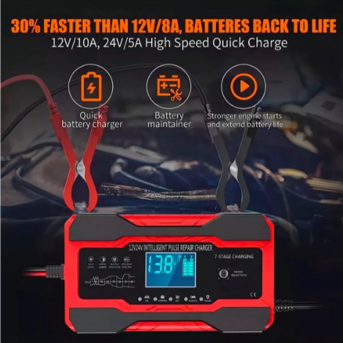 CARGADOR INTELIGENTE BATERIA AUTO MOTO - 2