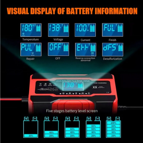 CARGADOR INTELIGENTE BATERIA AUTO MOTO - 4