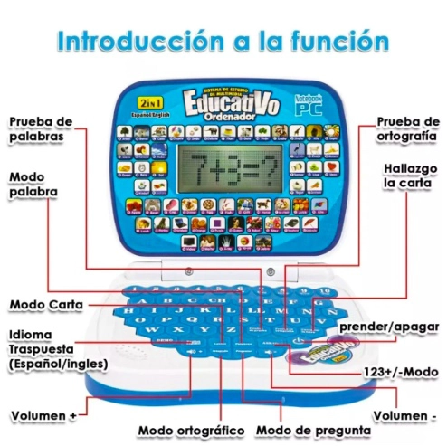MINI COMPUTADOR EDUCATIVO INFANTIL AZUL - 4