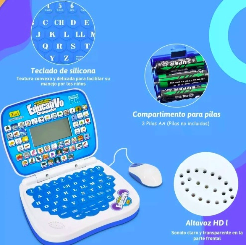 MINI COMPUTADOR EDUCATIVO INFANTIL AZUL - 5