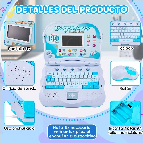 COMPUTADOR EDUCATIVO INFANTIL INGLE S Y ESPAÑOL 130 - 5
