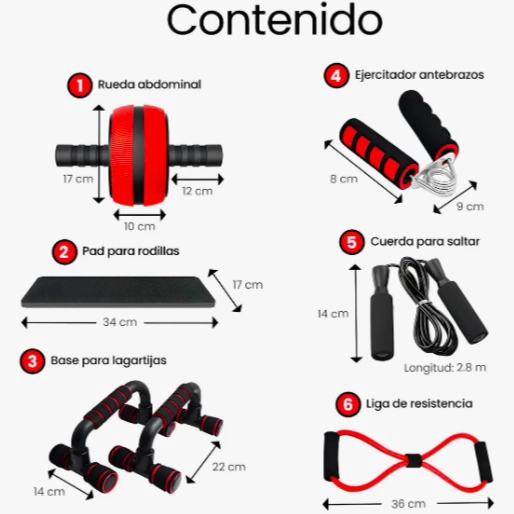 KIT DE EJERCICIO RUEDA PARA ABDOMEN GIMNASIO - 3