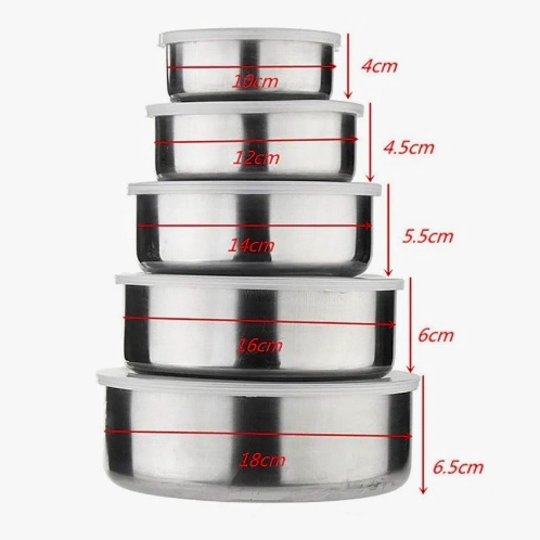 SET 5 BOWLS DE COCINA ACERO INOXIDABLE - 2