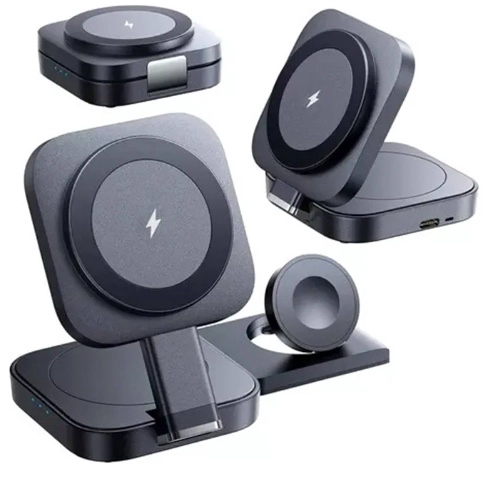 CARGADOR PARA IPHONE AIRPODS WATCH 3 EN 1 - 1