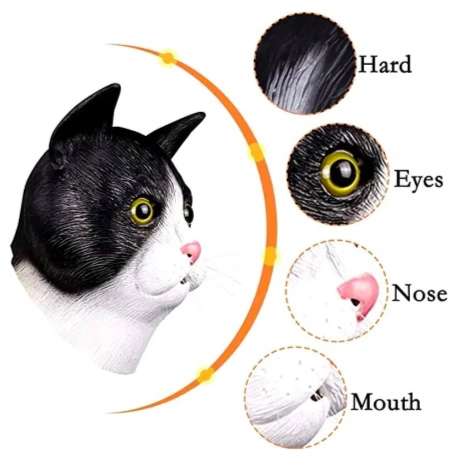 MASCARA DE GATO DE LATEX DISFRAZ - 4