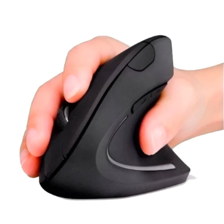 RATON VERTICAL INALAMBRICO 2.4G RECARGABLE X USB ERGONOMICO COLOR NEGRO - 1